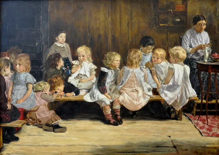 Картина Либермана "Детский сад в Амстердаме", 1880 г.